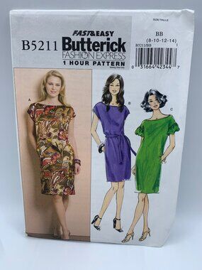 Butterick Misses Dress Sewing Pattern Sz 8-14 B5211 - uncut